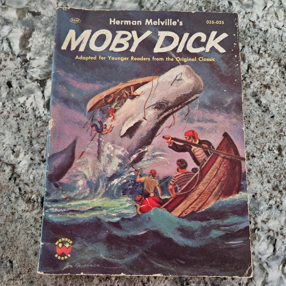 HERMAN MELVILLE'S MOBY DICK 1956 SOFTCOVER BOOK FROM WONDER BOOKS, #035-025